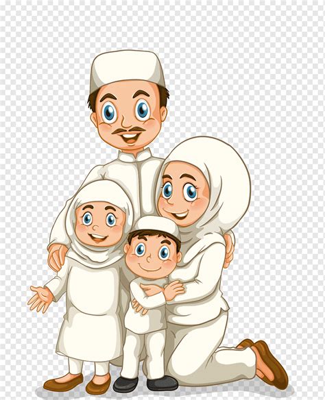 kelompok keluarga ilustrasi keluarga muslim keluarga islam tangan