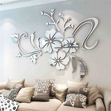 tureclos wall sticker  flower acrylic mirror decal bath home decor