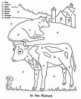 Numbers Color Coloring Number Farm Pages Kids Animals Cows Printable Easy Animal Activity Pasture Cow Printables Printouts Follow Worksheets Ecoloringpage sketch template