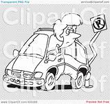 Backing Pole Minivan Coloring Illustration Line Woman Into Her Rf Royalty Clipart Toonaday Clip sketch template