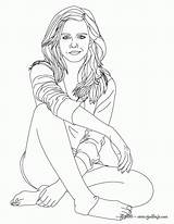 Emma Watson Coloring Pages Sitting Color Printable sketch template