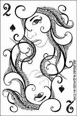 Cards Spades Queen Deviantart Playing Choose Board Two sketch template