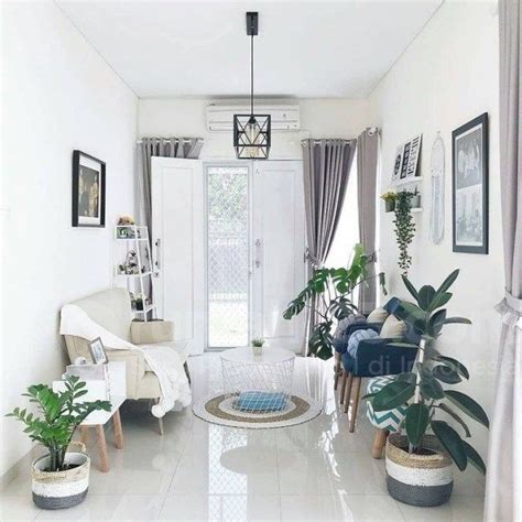 desain ruang tamu kecil minimalis warna cat putih desain interior