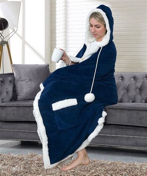 navy hooded snuggle blanket zulily