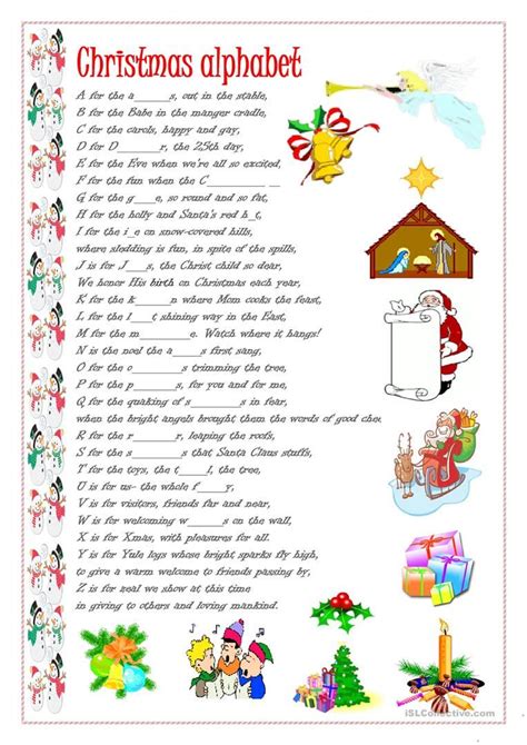 christmas alphabet english esl worksheets christmas alphabet