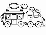 Kereta Mewarnai Sederhana Kartun Diwarnai Sketsa Hitam Putih Kendaraan Paud Stasiun Macam Pemandangan sketch template
