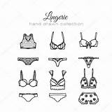 Lingerie Underwear Set Vector Illustration Drawn Hand Panties Doodle Stock Bras Outline Depositphotos sketch template