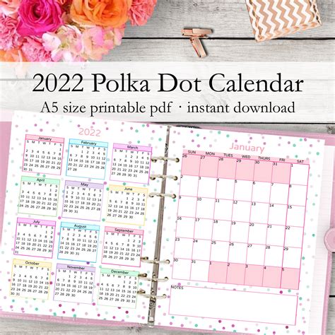 Monthly Calendar Printable Monthly Planner Calendar 2022 A5 Etsy Israel