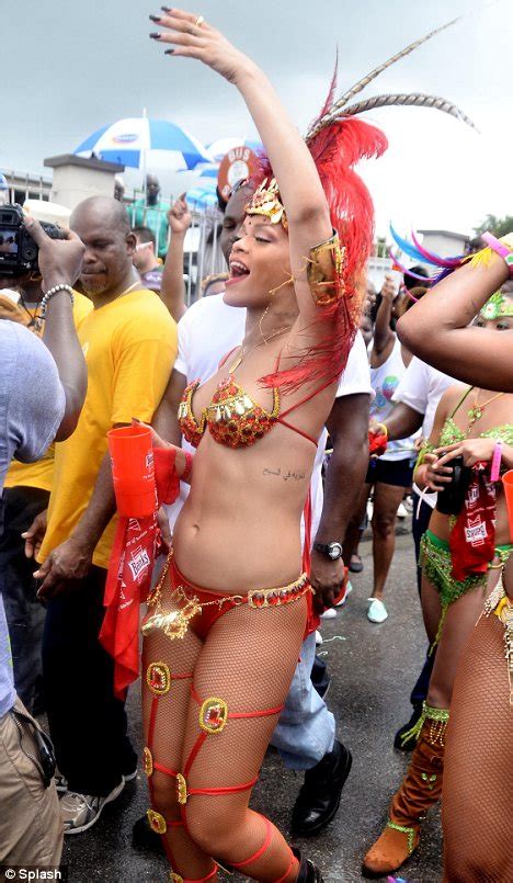 rihanna almost nude at barbados parade