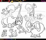 Safari Animals Stock Coloring Book Illustration African Depositphotos sketch template