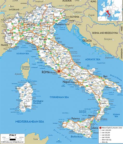 italy road map road map  italy detailed southern europe europe