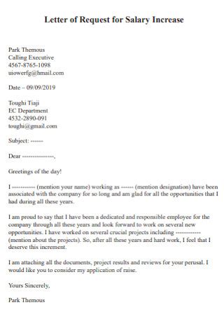 sample salary increase letters   ms word
