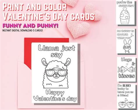 printable valentines day card funny cards coloring etsy