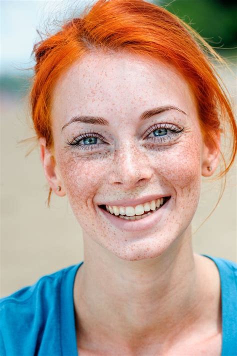 Happy Smiling Beautiful Young Redhead Woman Stock Image Image Of