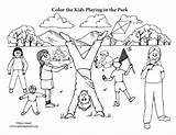 Playing Kids Park Coloring Clipart Drawing Cartoon Pdf Print Comments Exploringnature Coloringhome sketch template