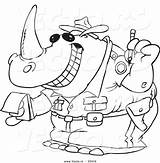 Ticket Coloring Cartoon Rhino Police Outline Vector Issuing Getcolorings Uniforms Clipart sketch template