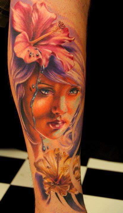 florian karg gorgeous lady purple hair tattoo pink flower just one more tattoo pinterest