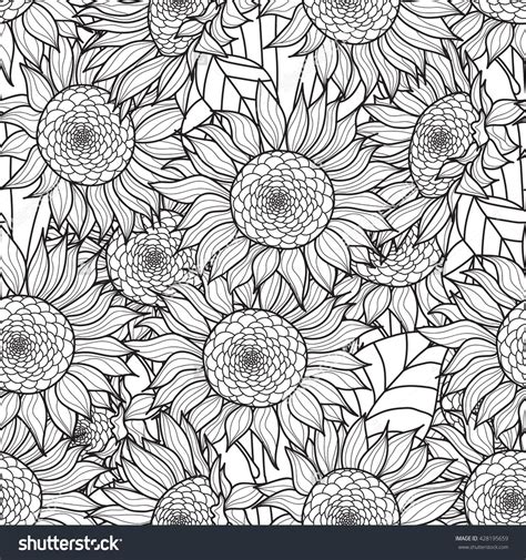 seamless sunflowers bouquet vector coloring book stock vector royalty