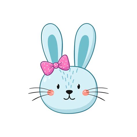 cute rabbit face  bunny  cartoon style vector illustration