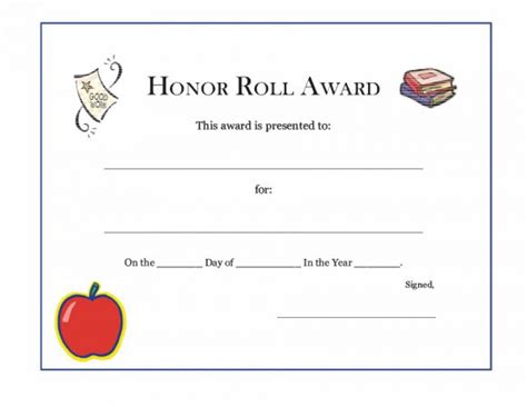 printable honor roll certificate template printable templates