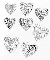 Heart Zentangle Doodle Doodles Patterns Tangle Choose Board Zen sketch template