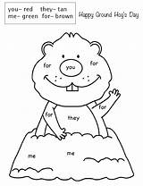 Groundhog Sight Word Hog Preschool Hogs Words Classroom sketch template