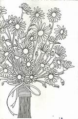 Coloring Daisy Pages Bouquet Colouring Color Flowers Sheets Flower Drawing Printable Books Floral sketch template