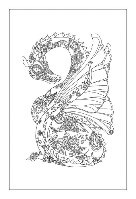 dragon coloring pages  adults  print