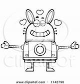 Rabbit Robot Loving Clipart Cartoon Cory Thoman Outlined Coloring Vector Cheering 2021 sketch template