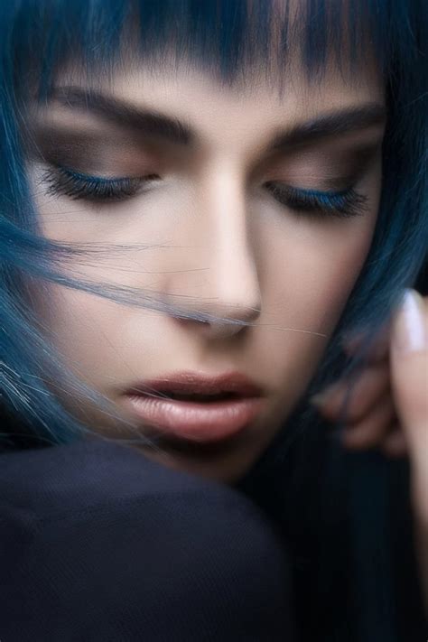 beautiful woman with blue hair hd wallpaper