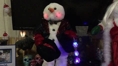 gemmy spinning snowflake snowman snow woman mr snow business and miss