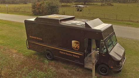 ups  launching delivery drones   brown vans  drive