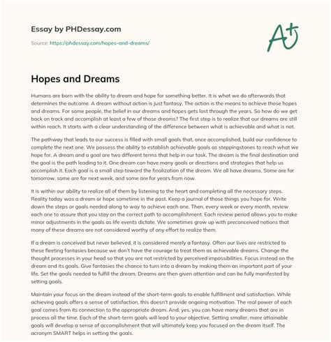 hopes  dreams essay  phdessaycom