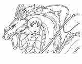 Ghibli Spirited Desenhos Miyazaki Colorir Chihiro Páginas Haku Totoro sketch template