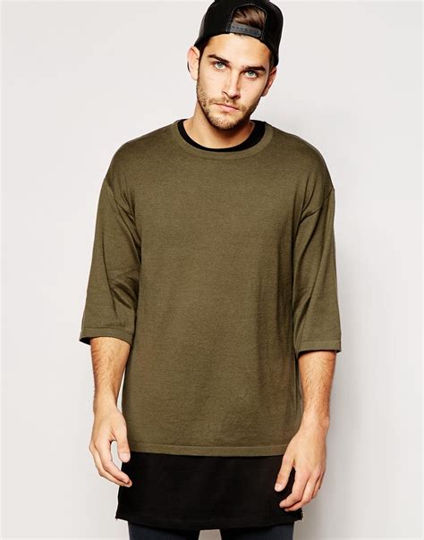 asos oversized knitted  shirt  natural  men lyst