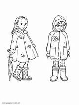 Coloring Pages Spring Clothing Seasons Printable Colouring Girls Two sketch template