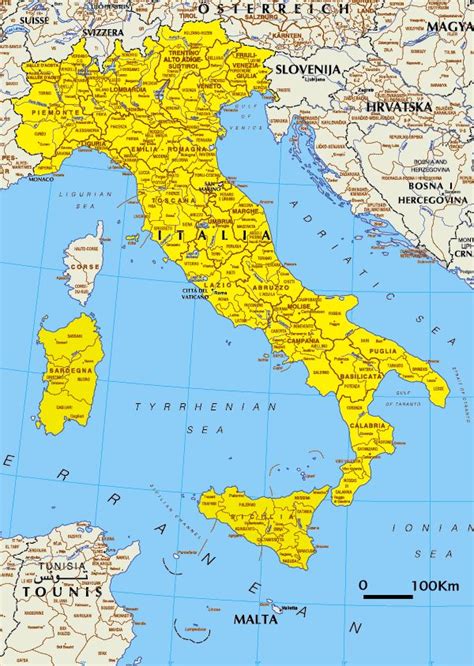 politische landkarte von italien  landessprache weltatlas