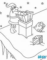 Santa Christmas Delivers Gifts Coloring Hellokids Print Color Pages sketch template