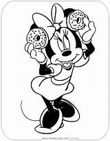 Minnie Mouse Coloring Pages Drink Food Disneyclips Donuts Holding sketch template