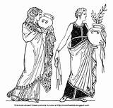 Ancient Greek Color Gowns Worn Coloring Women These Greeks sketch template