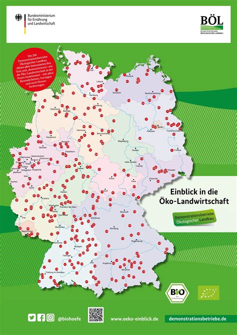 deutschlandkarte der demonstrationsbetriebe oekologischer landbau