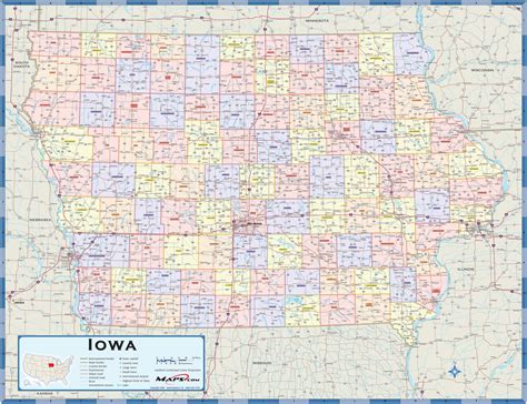 iowa counties wall map  mapscom mapsales