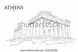 Acropolis Athens Vector Drawing Coloring Freehand Hill Illustration Vintage Pages Sketch Shutterstock Template sketch template