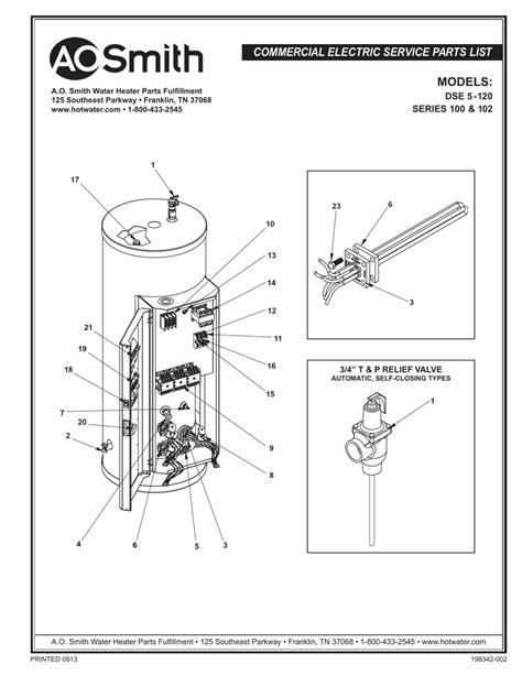 parts list ao smith water heaters