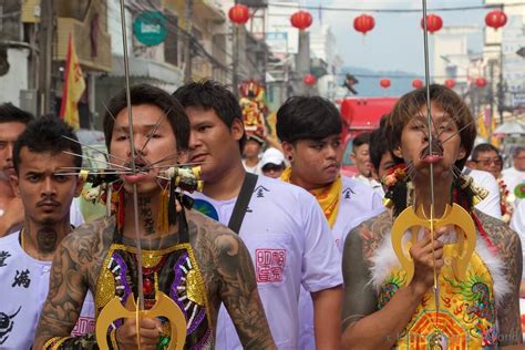 Extreme Body Piercing At The Phuket Vegetarian Festival In