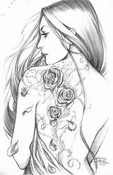Coloring Pages Colouring Para Adult Colorir Adults Tattoo Desenhos Fairy Beautiful Girl Printable Fadas Tattoos Book Fantasy Drawings Color Sheets sketch template
