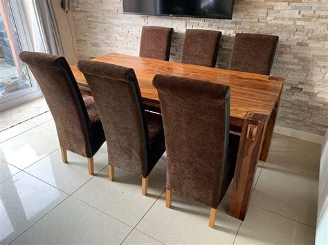 solid wood dining room table   chairs  huyton merseyside