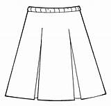 Skirt Box Pleat Drawing Polyester Cotton Pleats Waist Traditional sketch template
