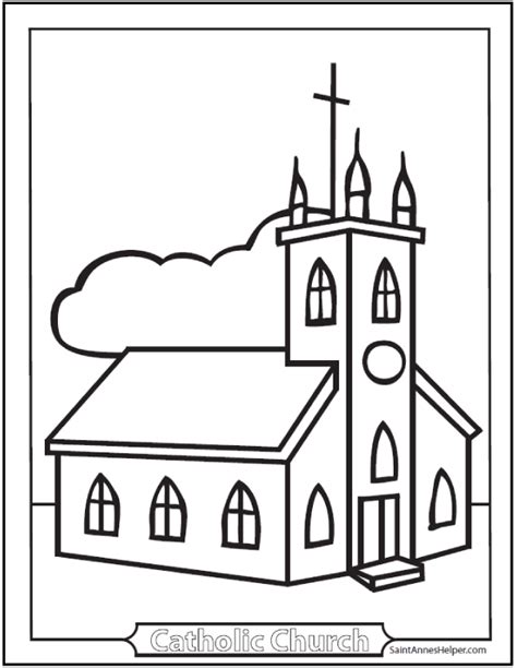 church coloring pages  simple  ornate