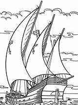 Caravel Ferry Coloring sketch template